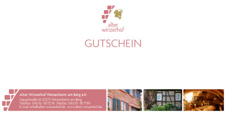 Gutschein für Hotelangebote in der Pfalz und Kochkurse im Alten Winzerhof